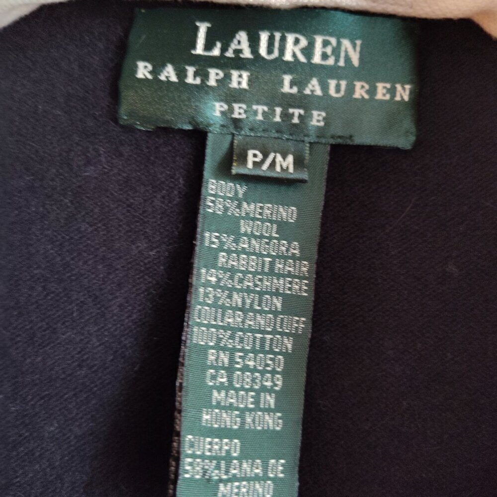 Ladies Petite SZ PM Lauren Ralph Lauren Black Luxurious Button Front Swe… - Picture 7 of 8